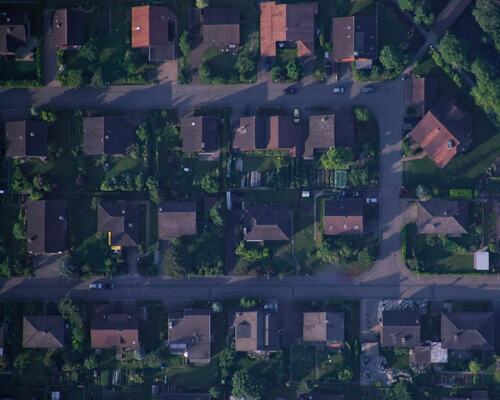 Aerial View of a Green Neighborhood