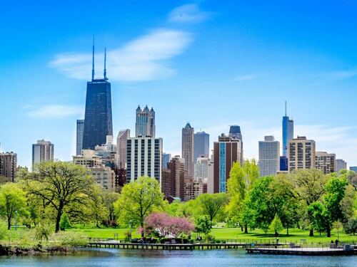 City Skyline with Lush Greenery - Urban Nature Balance