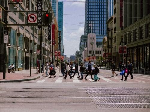 Busy Downtown San Francisco Street Scene