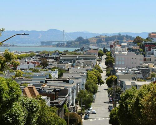 San Francisco Neighborhood with Bay Bridge Views