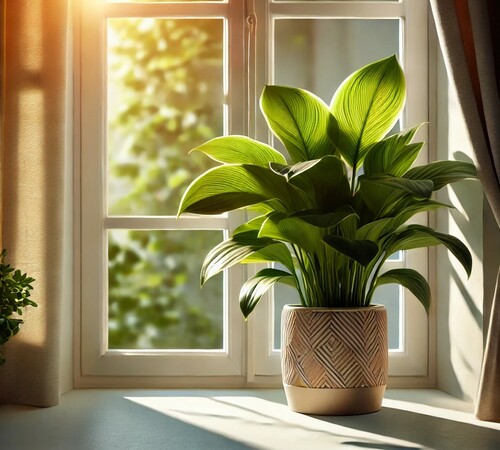 Houseplant Thriving in Bright Sunlight