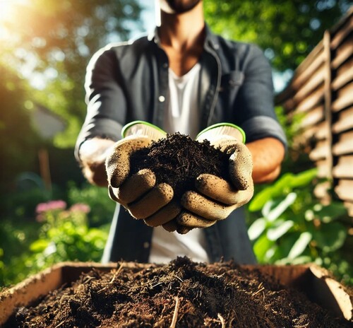 Person Holding Finished Compost for Gardening