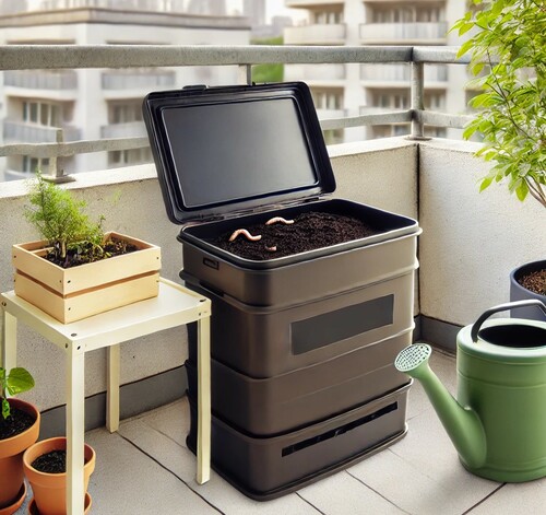 Vermicomposting Setup on Urban Apartment Balcony