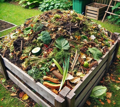 Backyard Compost Pile with Organic Materials