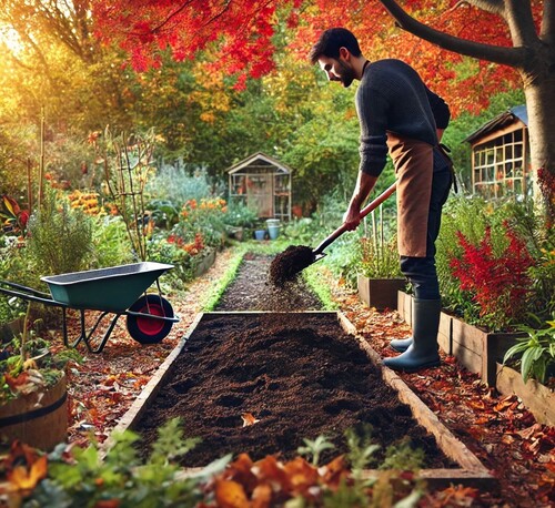 Adding Compost to a Fall Garden Bed