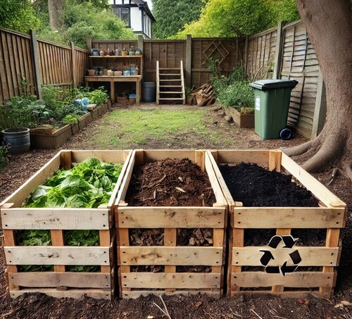 3-Bin Compost System Made from Wooden Pallets