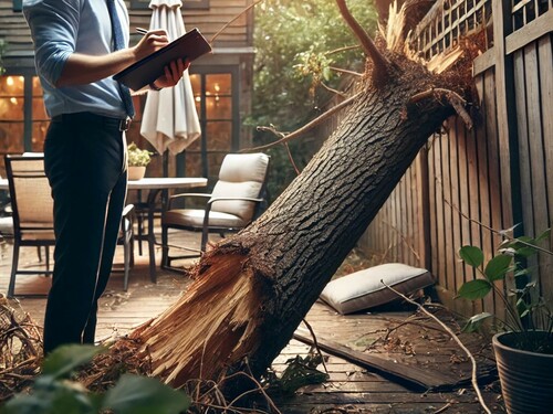 Insurance Adjuster Assessing Fallen Tree Damage