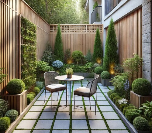 Small Semi-Enclosed Patio with Professional Landscaping