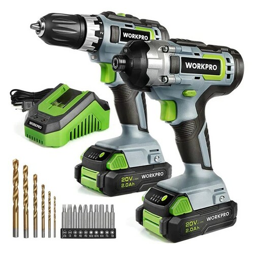 Workpro 20V Cordless Drill and Impact Driver Set