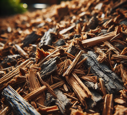 Close-Up of Natural Wood Chip Mulch