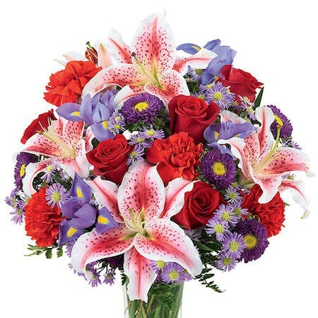 Vibrant Mixed Flower Bouquet with Lilies and Roses