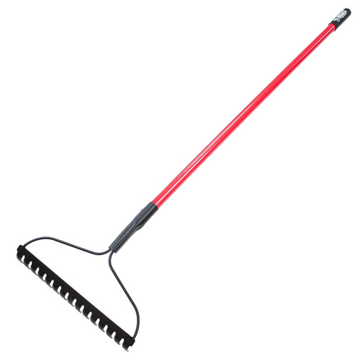 Heavy-Duty Landscaping Rake with Red Handle