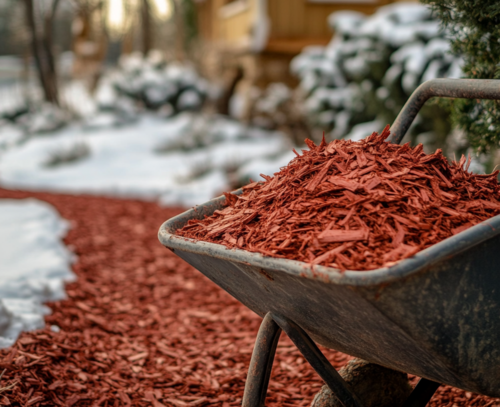 Red Mulch for Winter Landscaping