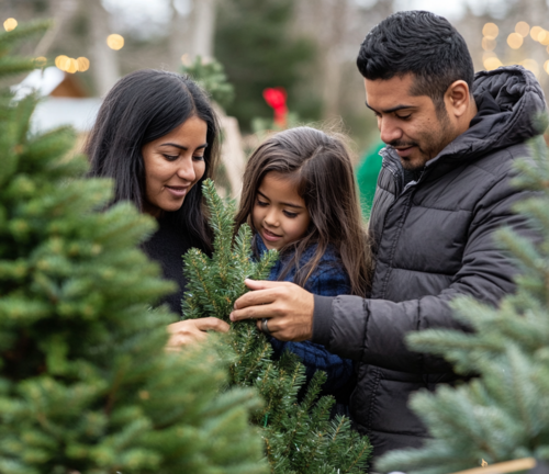 Family Choosing a Christmas Tree Together