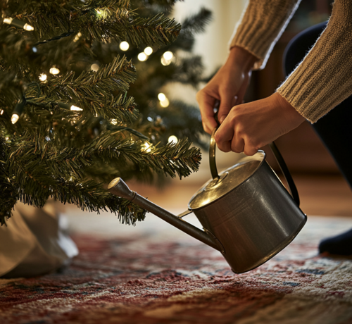 Watering a Christmas Tree Indoors