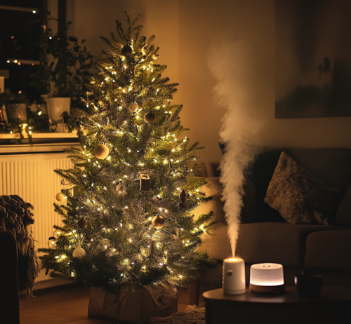 Cozy Christmas Tree at Night