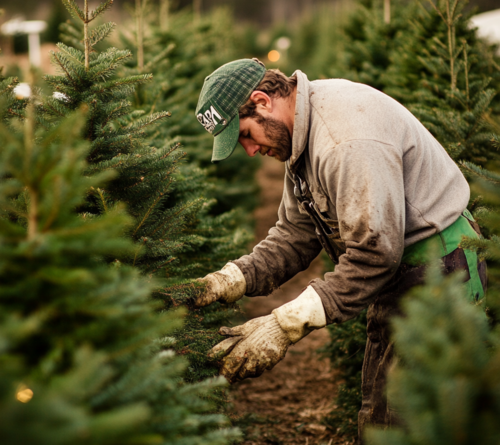 Carefully Tending Christmas Trees