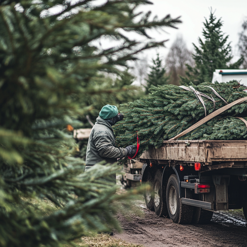 Harvesting Christmas Trees for Transport