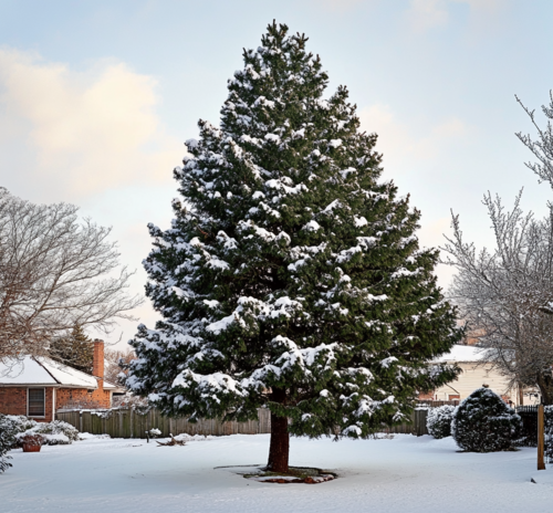 Snow-Covered Eastern Red Cedar Tree