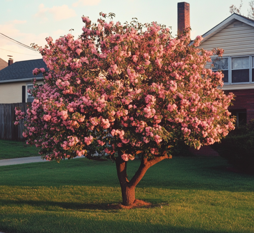 Flowering Crabapple in Suburban Yard