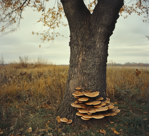 Mushrooms Growing at Tree Base