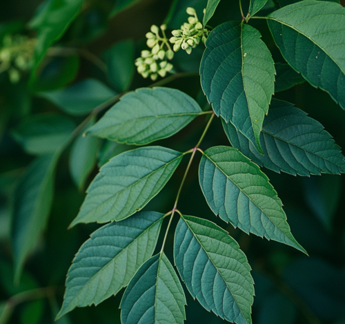 Blue Elderberry Leaves Close-Up