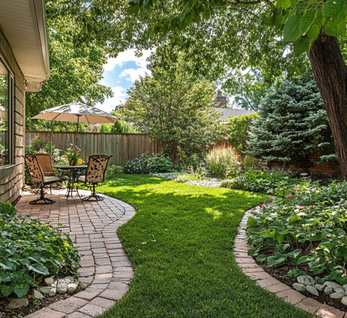 Beautiful Backyard Oasis with Lush Greenery